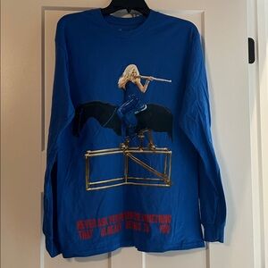 Beyonce “Never Ask Permission..” Cowboy Carter Blue Long Sleeve Size M See flaws